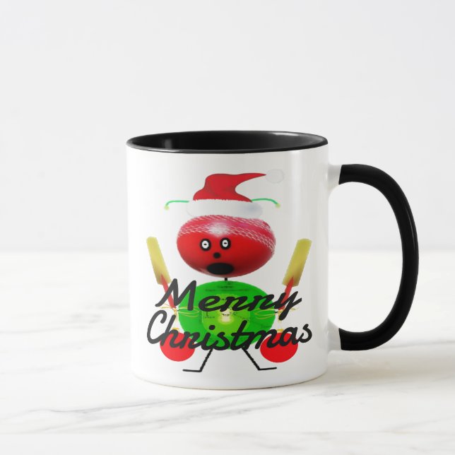 Taza Personalizado de jugador de cricket navidades (Derecha)