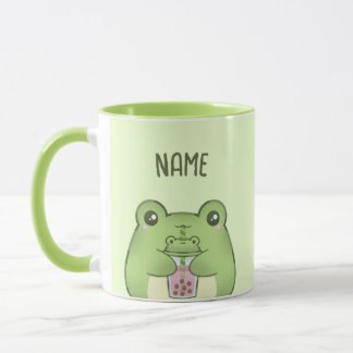 Taza Personalizado de Kawaii Rana bebiendo té de burbuj
