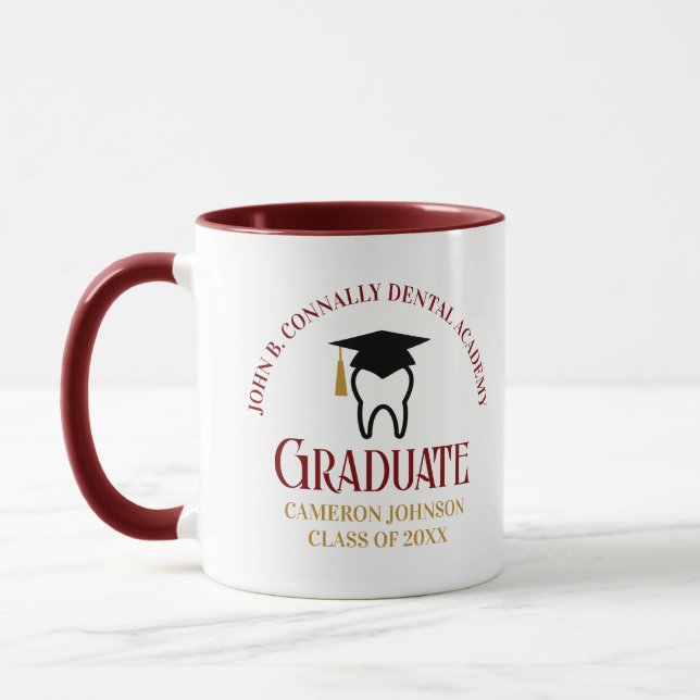 Taza Personalizado de la Escuela Dental Maroon Graduaci (Izquierda)