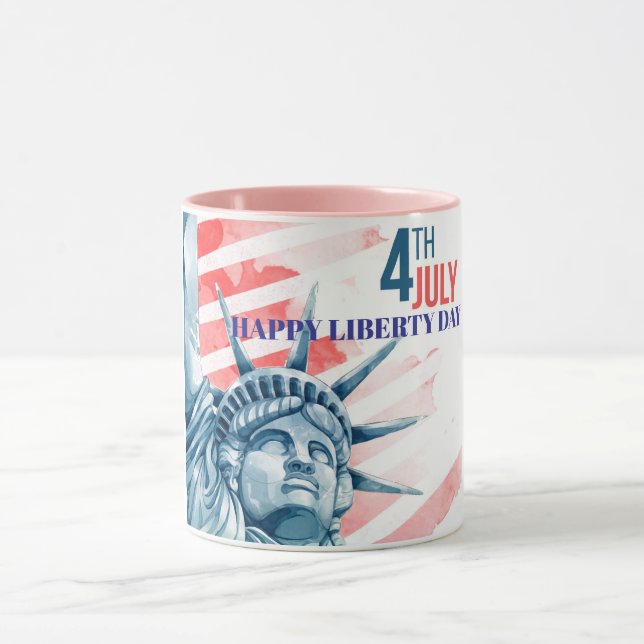 Taza Personalizado de la Estatua Libertad del 4 de juli (Centro)