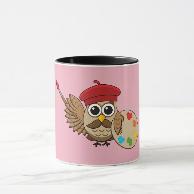 Taza Personalizado de Lechuza Cute Painter (Centro)