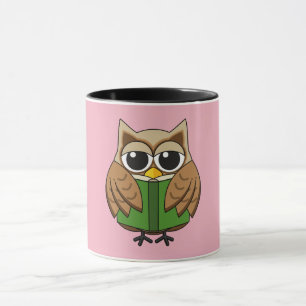 Taza Personalizado de libros de lectura de Lechuza de B