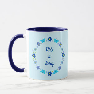 Taza Personalizado de mariposas y flores Blue Baby Boy