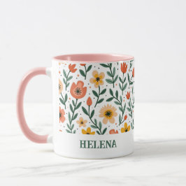 Taza Personalizado de nombre personalizado Mensaje Flor