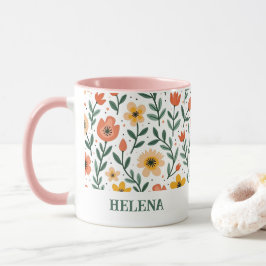 Taza Personalizado de nombre personalizado Mensaje Flor
