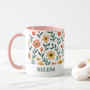 Taza Personalizado de nombre personalizado Mensaje Flor