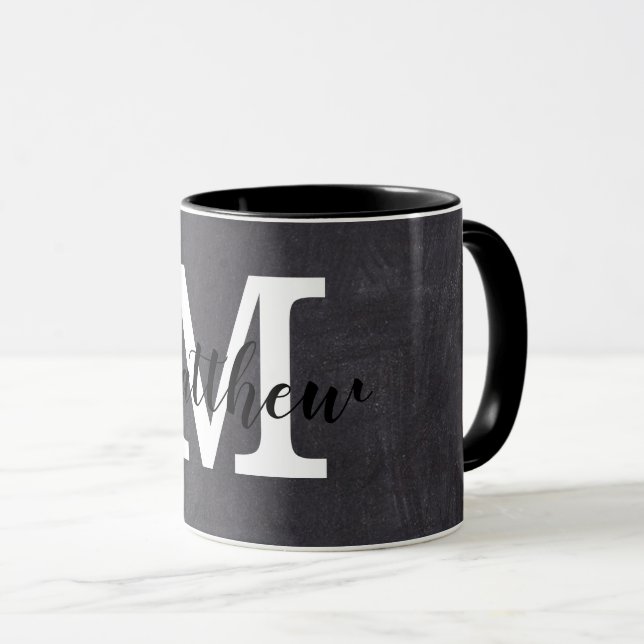 Taza Personalizado de nombres de monograma de pizarra n (Anverso derecho)