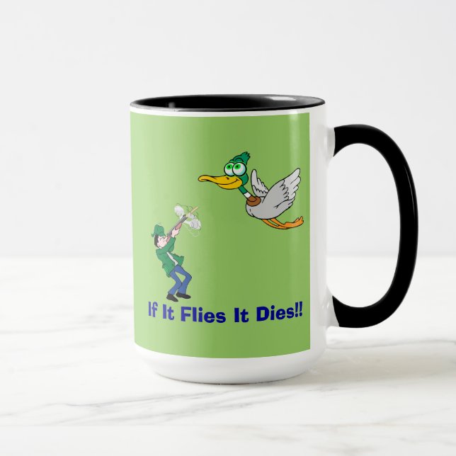 Taza Personalizado De Pato Volador Y Cazador (Derecha)