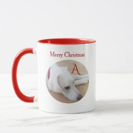 Taza Personalizado de perro lindo Navidades rojos inici