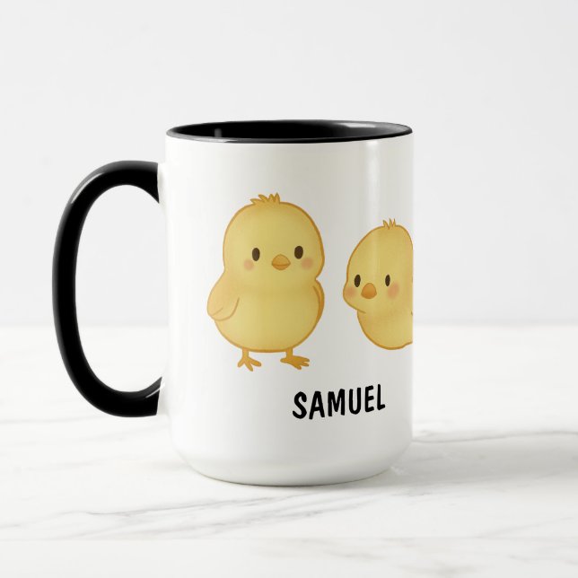 Taza Personalizado de polluelo de bebé de mano dibujado (Izquierda)