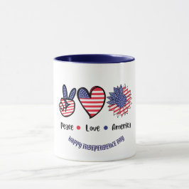 Taza personalizado de Símbolos Patrióticos "Peace Love 