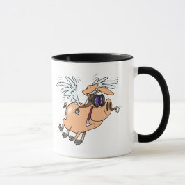 Taza personalizado de volante de cerdo divertido