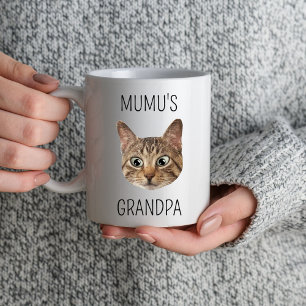 Taza Personalizado del abuelo del gato Cara al dueño de