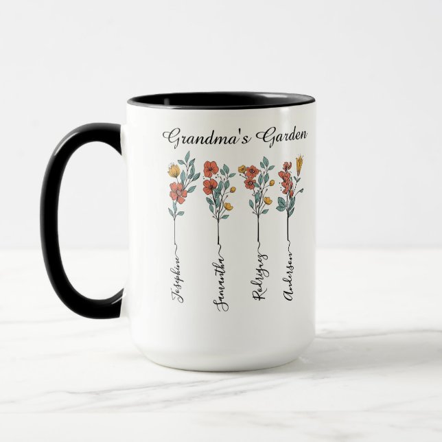Taza Personalizado del jardín de la abuela 4 nombra a f (Izquierda)