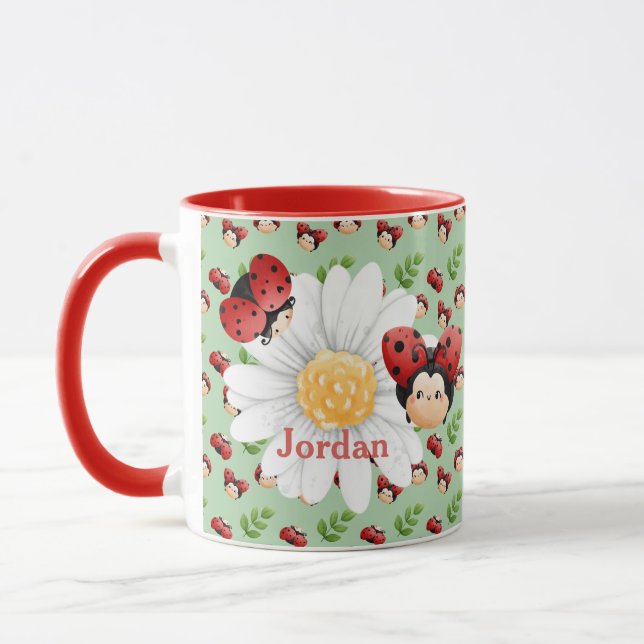 Taza Personalizado del patrón de LadyBug Cute Niños Mug (Izquierda)