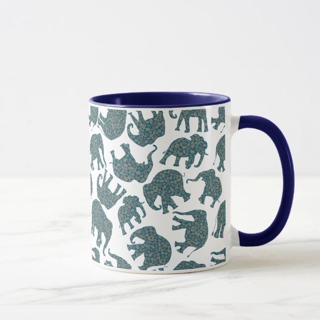 Taza Personalizado Ditzy Paisley Elephants en White Cof (Derecha)