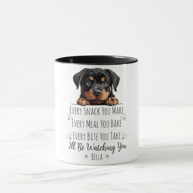 Taza Personalizado divertido de Cute Rottweiler Dog (Centro)