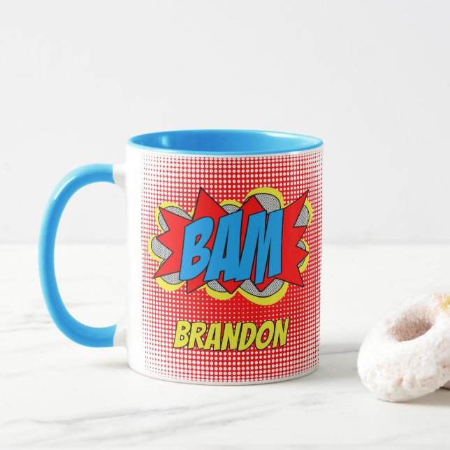 Taza Personalizado Divertido libro de historietas vinta (Con donut)