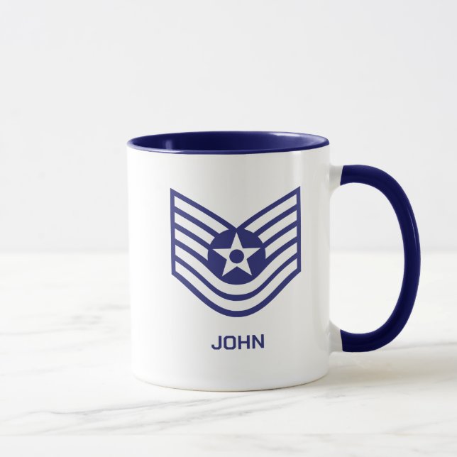 Taza Personalizado E-6 Sargento técnico de la Fuerza Aé (Derecha)