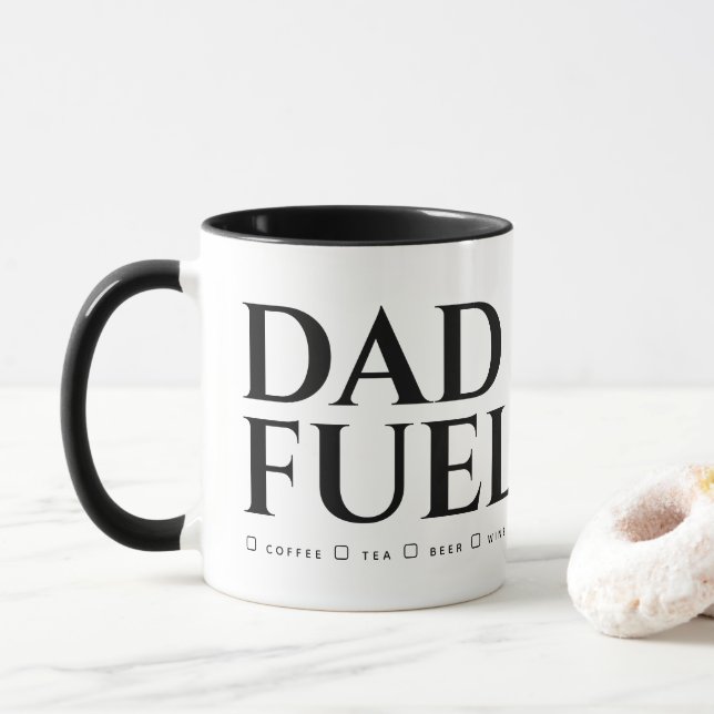 Taza Personalizado el combustible negro y blanco Minima (Con donut)