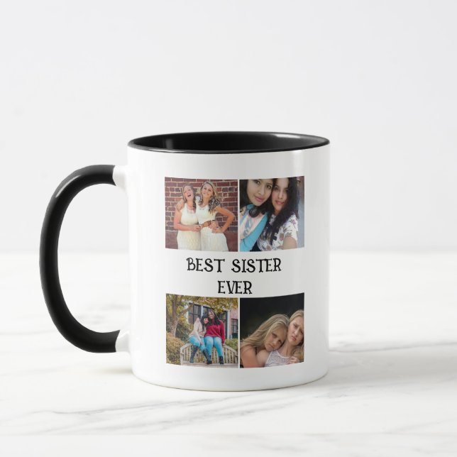 TAZA PERSONALIZADO ELEGANT SISTER 4 COLLAGE DE FOTOS (Izquierda)