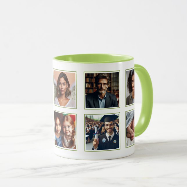 Taza Personalizado elegante Collage de fotos familiar L (Anverso derecho)