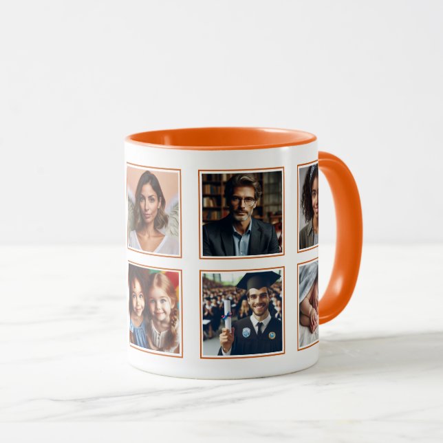 Taza Personalizado Elegante Collage de fotos Naranja  (Anverso derecho)