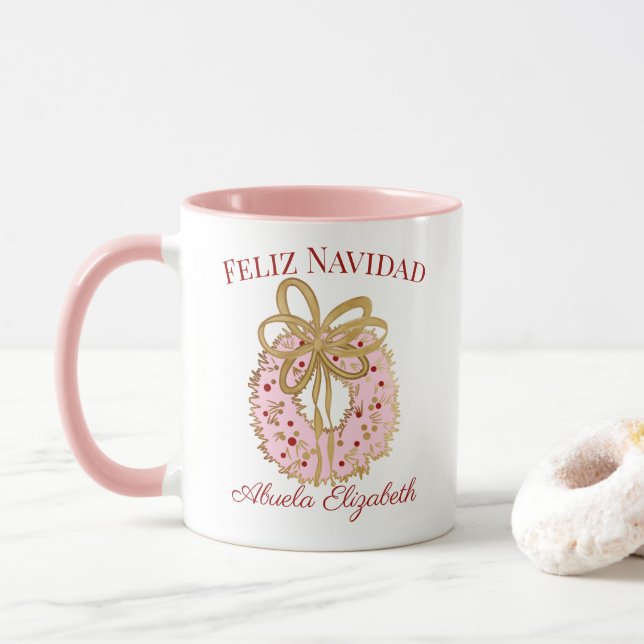 Taza Personalizado español Feliz Navidad Abuela Guiso r (Con donut)