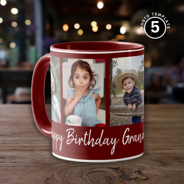Taza Personalizado Feliz cumpleaños Abuela Cinco fotos  (Subido por el creador)