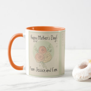 Taza Personalizado Feliz Día de la Madre rosas de la lí