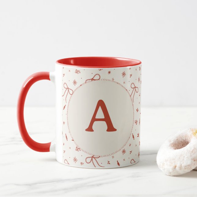 Taza Personalizado Fiesta inicial Coquette Feliz Navida (Con donut)