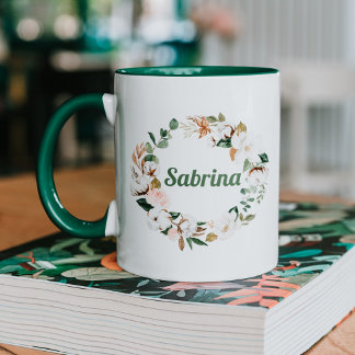 Taza Personalizado Floral Name Mug | Regalos para damas