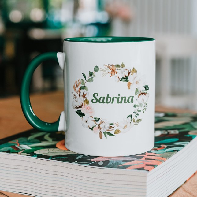 Taza Personalizado Floral Name Mug | Regalos para damas (Subido por el creador)