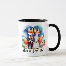 Taza Personalizado Fox Couple Names Personalizado