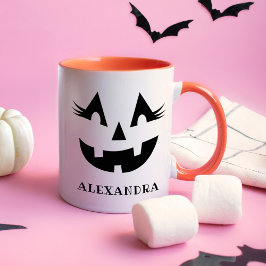 Taza Personalizado Girly Jack O Lantern Calabaza Hallow