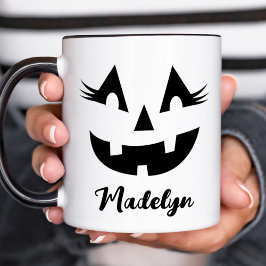 Taza Personalizado Girly Jack O Lantern Calabaza Hallow