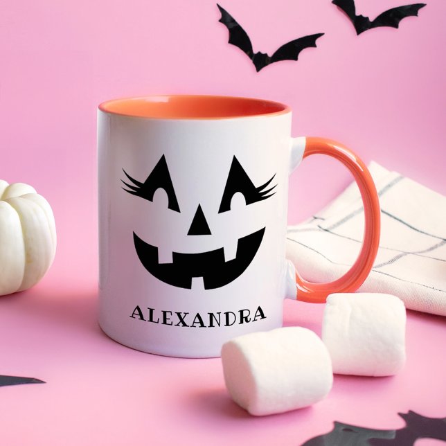 Taza Personalizado Girly Jack O Lantern Calabaza Hallow (Subido por el creador)