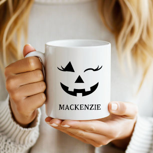 Taza Personalizado Girly Jack O Lantern Calabaza Hallow