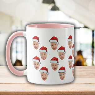 Taza Personalizado gracioso de cara Foto de Santa Claus