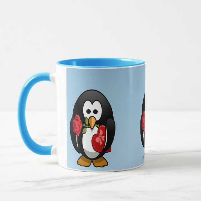 Taza Personalizado gracioso de Penguin El día de San Va (Izquierda)