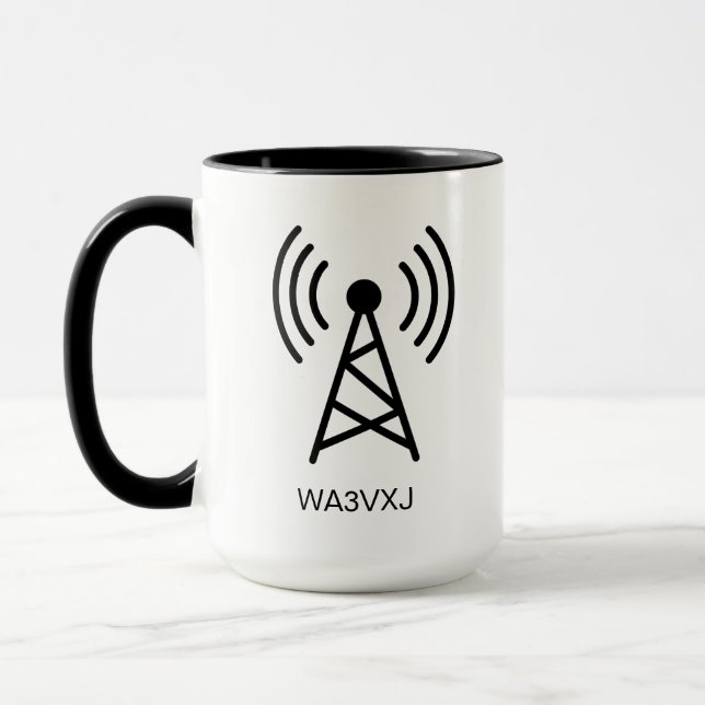 Taza Personalizado HAM Radio Call Rótulo Regalo Radio A (Izquierda)