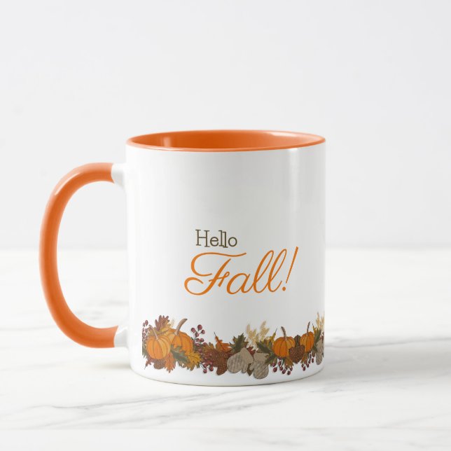 Taza Personalizado Hello Fall Season Coffee Mug (Izquierda)