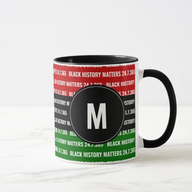 Taza Personalizado HISTORIAL NEGRO Monograma Mug (Derecha)