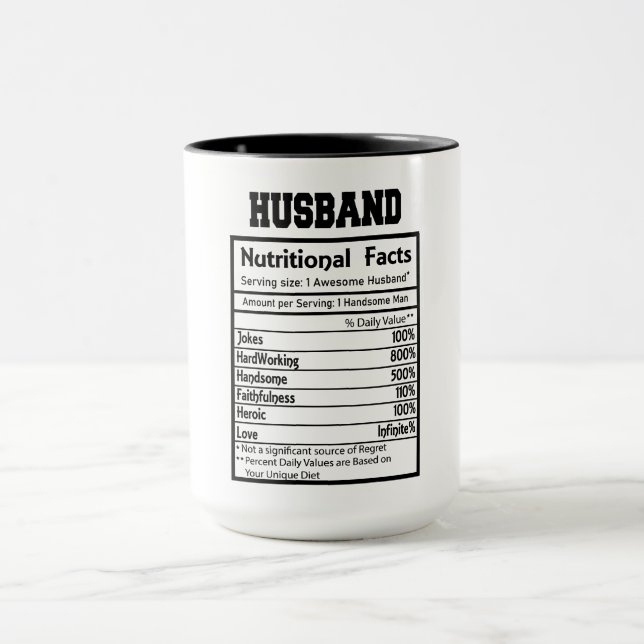 Taza Personalizado Husband Nutrition Facts Mug (Centro)
