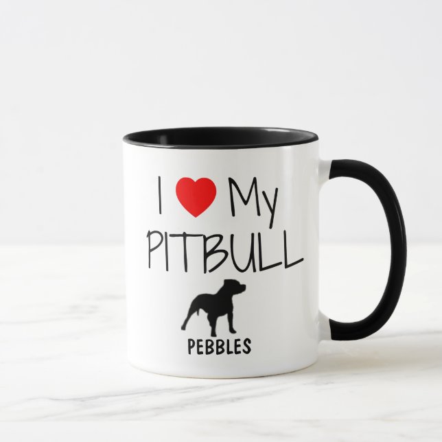 Taza Personalizado I Love My Pitbull (Derecha)