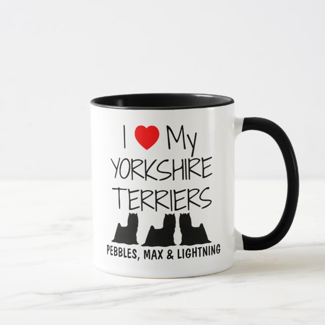 Taza Personalizado I Love My Three Yorkshire Terriers (Derecha)