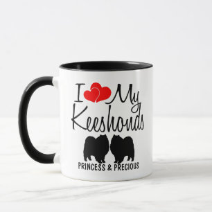 Taza Personalizado I Love My Two Keeshond Dogs Mug