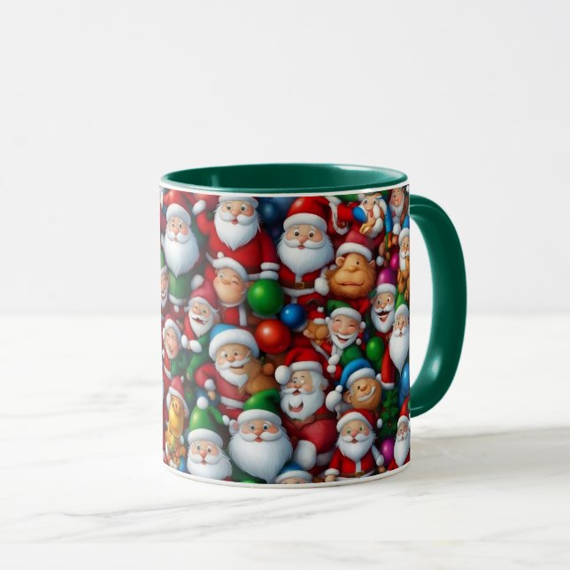 Taza Personalizado ilustracion Navidades Santa Tile Mug (Anverso derecho)