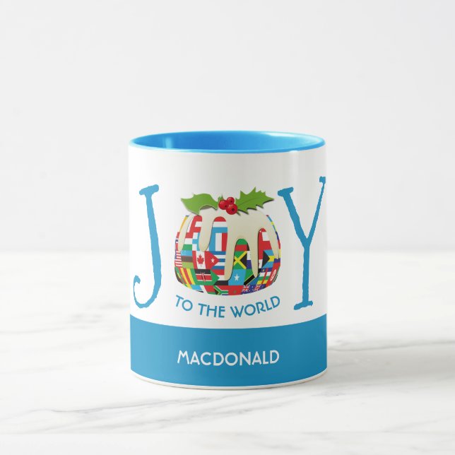 Taza Personalizado | JOY TO THE WORLD Flags | Navidad (Centro)
