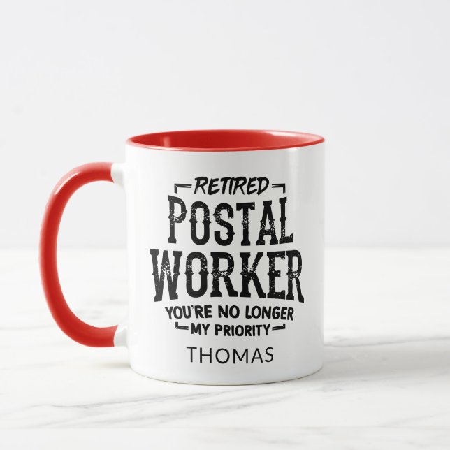Taza Personalizado jubilado trabajador postal retirado  (Izquierda)